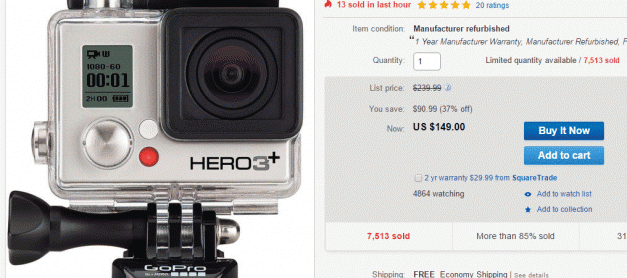 이베이 직구 – 고프로(GoPro HERO3) 149불