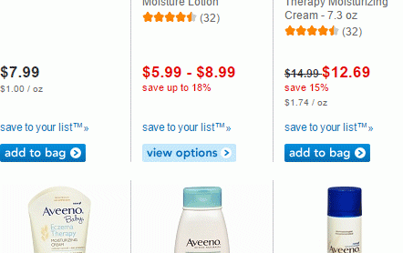 드럭스토어 Drugstore.com : 아비노(Aveeno) BOGO 50% 세일