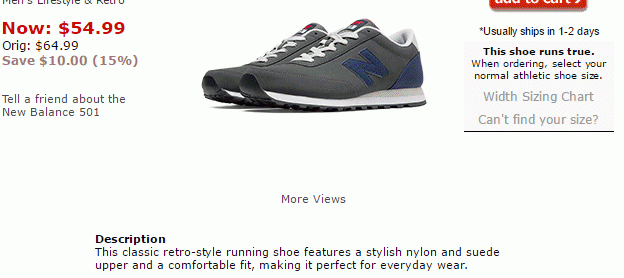 Joe’s 뉴발란스 아울렛 ( joesnewbalanceoutlet.com) 뉴발란스 할인 안내 – 501 모델 할인 쿠폰 적용시 $31.99 등