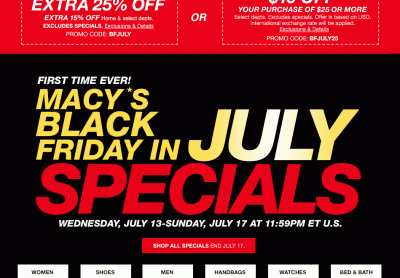 메이시(Macys.com) – 7월의 블랙프라이데이 세일