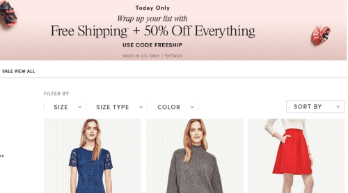 Ann taylor 오늘 사이트 전체 50% 할인 + 무료 배송