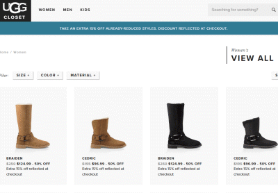 어그 공홈. 최대 50% 떨이 세일 + 추가 15% 할인