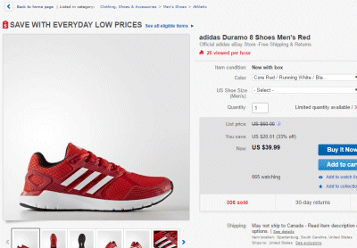 이베이 아디다스 운동화 쿠폰 후 $31.99