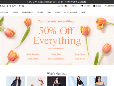 싸모님 패션  Ann taylor – 전부 50% 할인 쿠폰