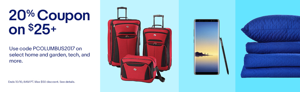 이베이 쿠폰 – 콜럼버스 데이 20% 할인 쿠폰 (최대 50불까지) 이베이 쿠폰 – 콜럼버스 데이 20% 할인 쿠폰 (최대 50불까지)