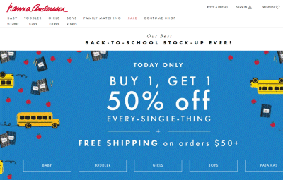 한나 앤더슨 – BOGO 50% 세일