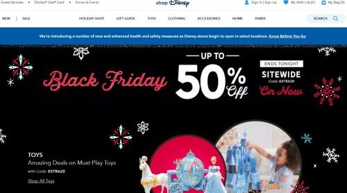 디즈니 블랙프라이데이 세일 – 50% + 추가 20% 할인